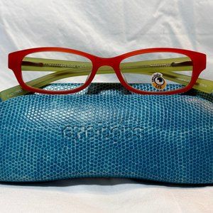 EyeBobs Designer Eyeglasses_Catcher In The Eye_Flex Hinges_Orange/Green_+1.75